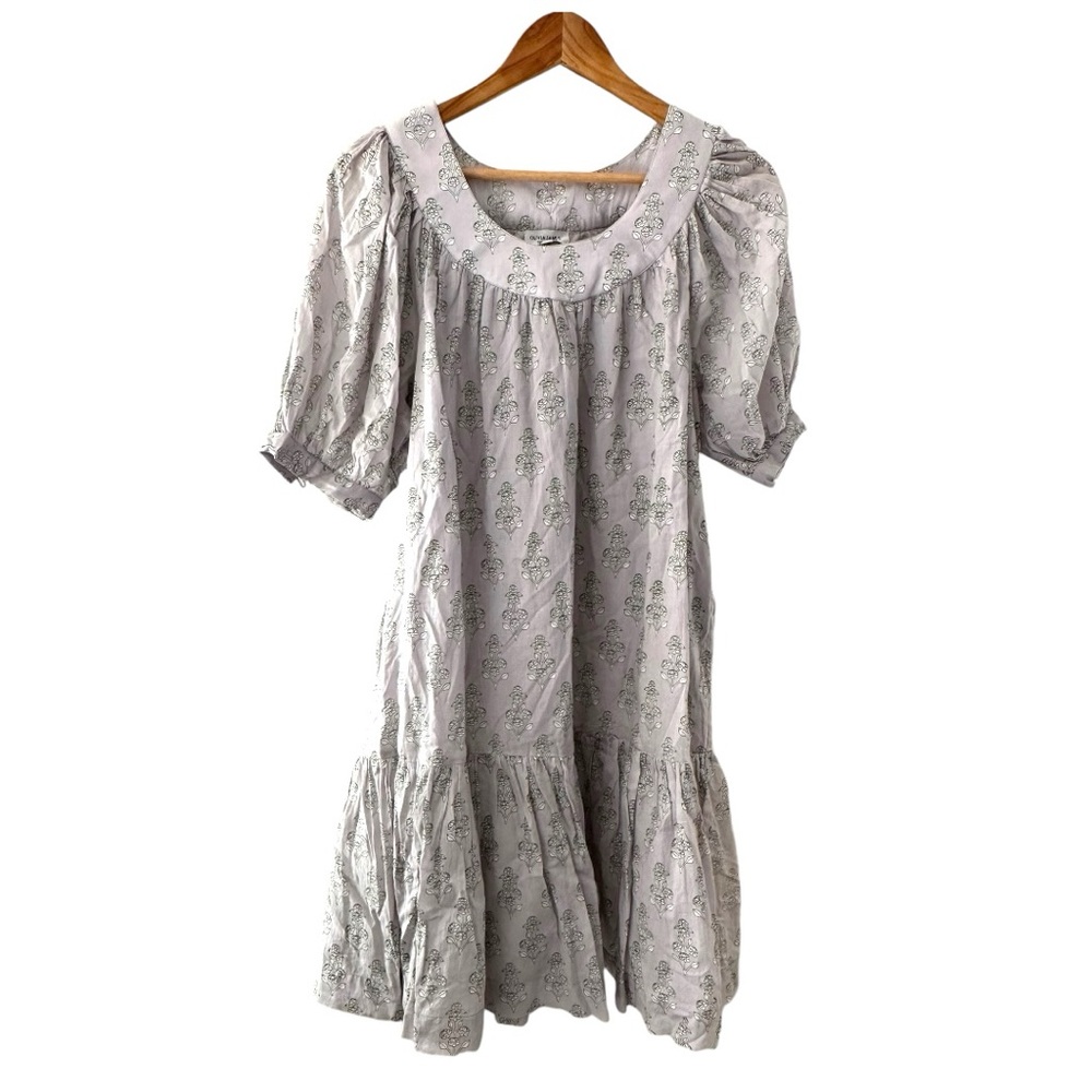 Olivia James The Label Anna Dress Scoop Neck Puff Sleeve Flounce Hem Size Medium